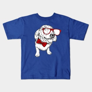 Portrait of a dog or puppy with glasses and tie Kids T-Shirt